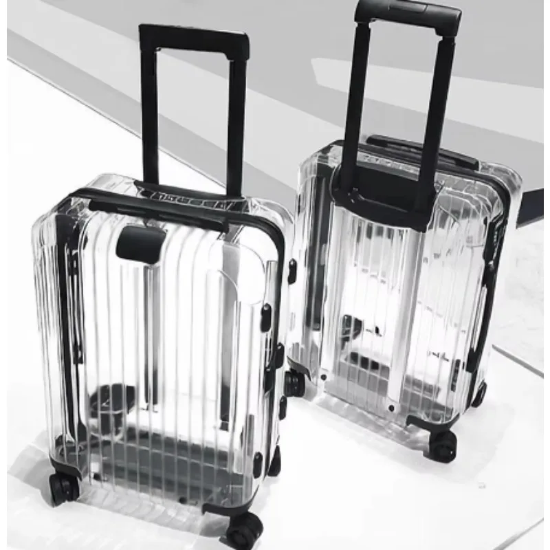 Transparent Suitcase Internet Celebrity Luggage Ultra-light 20/24 Inch Travel Bags Male Fashion Trend Password Trolley Female