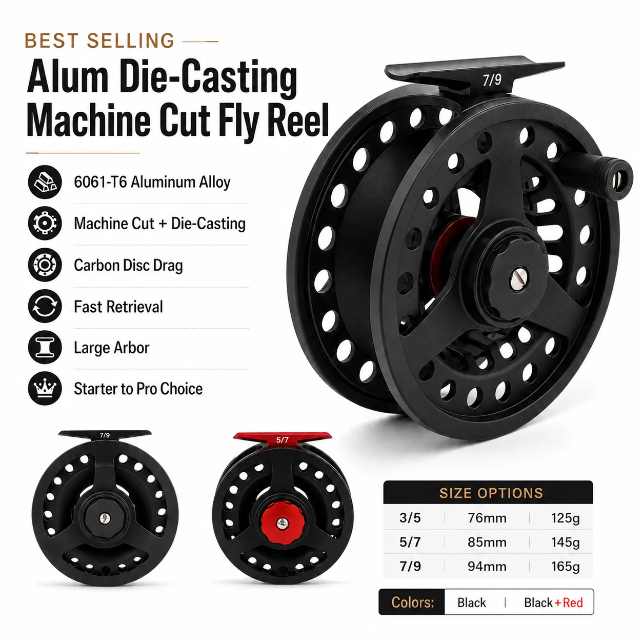 cut fly reel FinReel CNC Machine Fishing Large Arbor with Carbon disc Drag (Matte Black, 9Plus) Sports, Fitness & Outdoors Machine Cut CNC Center Pin