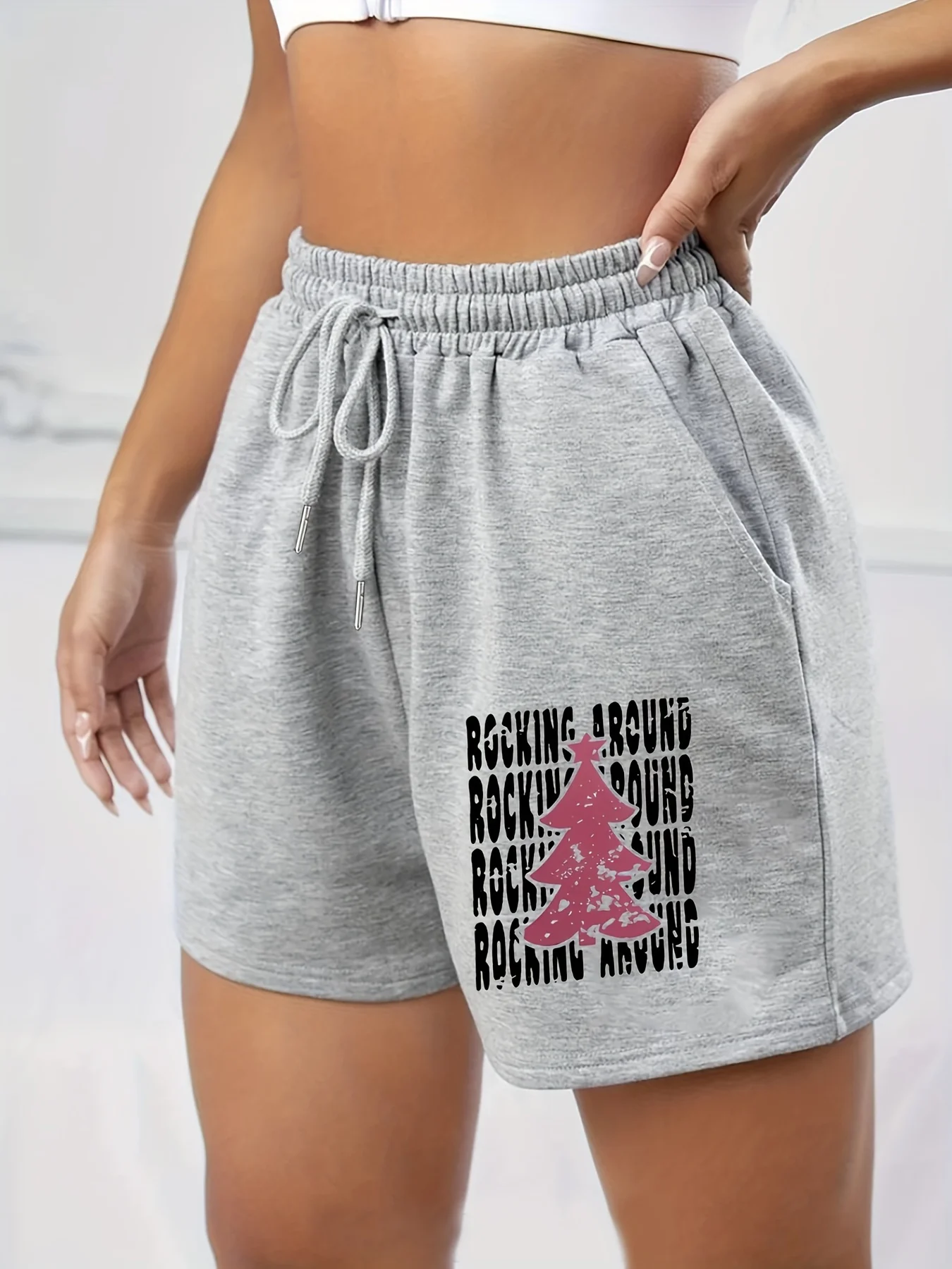 Summer Women's Fashionable Drawstring Shorts Casual Summer Elastic Waist Shorts Suitable for Gym and Outdoor Activities