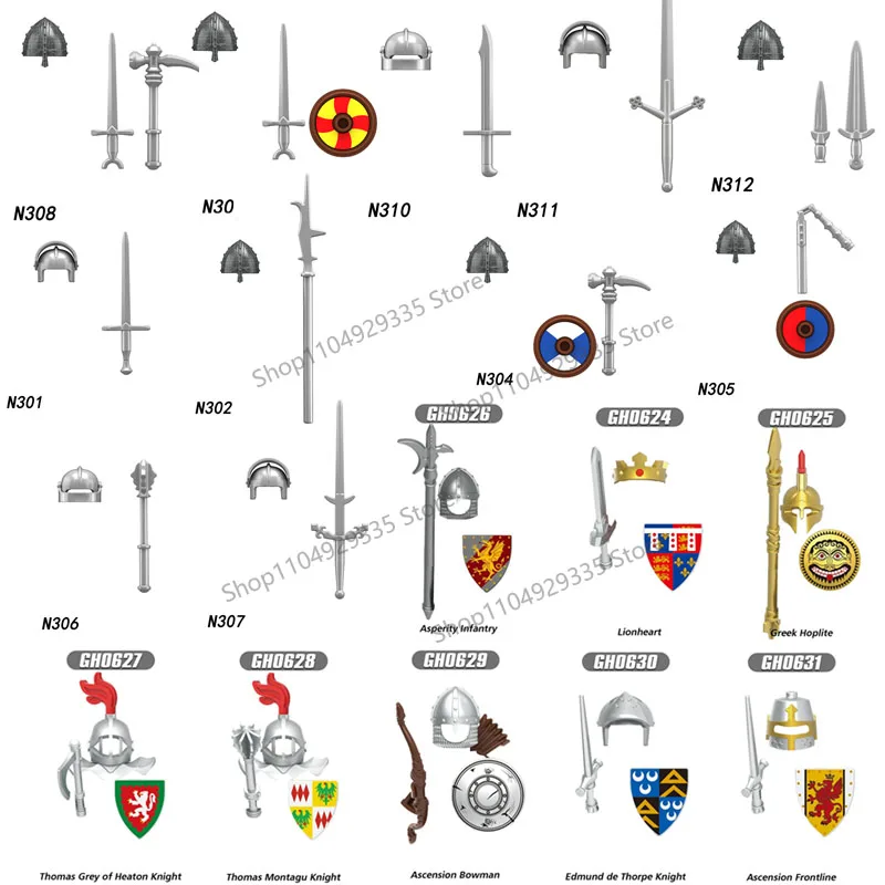 Blocs de construction de l'armée de chevalier militaire médiéval N301 GH0624, la guerre des Roses, guerrier de la légion, épéiste, Lion, cœur, roi, jouet d'infanterie