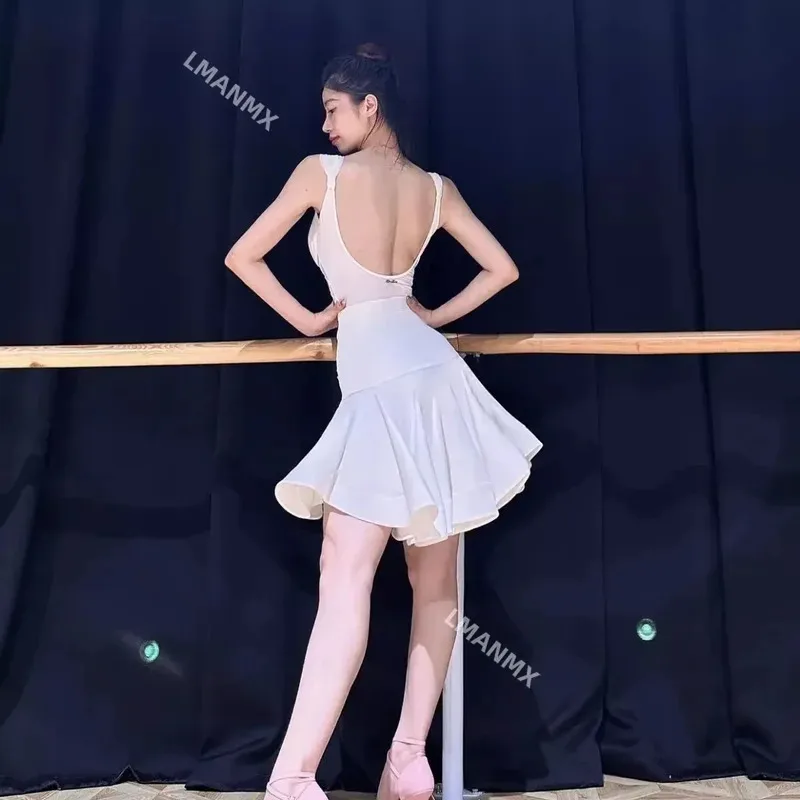 

COSda@Latin Dance Dress for Adults, Pure Desire White Dress, Advanced Training Dress, Sexy Split Fishbone COSd