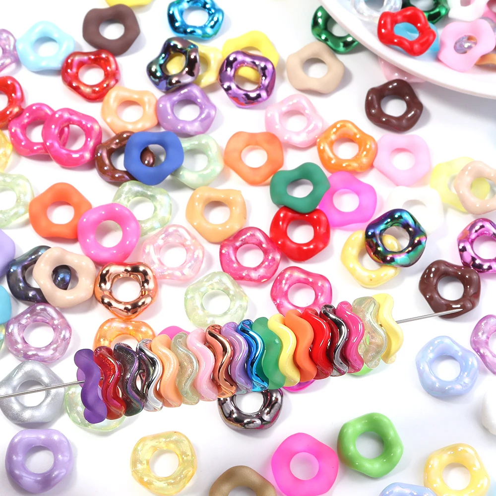 20pcs 16mm Candy Color Acrylic Beads Mixed Color Doughnut Loose Spacer Beads For Jewelry Making DIY Bracelets Necklace Keychain