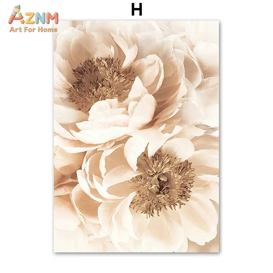 AZNM Neutral Mountain Forest Lake Scenery Canvas Wall Art Home Sweet Home Text Dried Flower Nature Landscape Print Boho Warm Ton