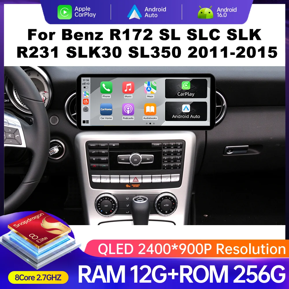 12.3 Inch for Mercedes Benz R172 SL SLC SLK R231 SLK30 SL350 2011 - 2015 Car Radio Android 16 Multimedia Video Player Carplay