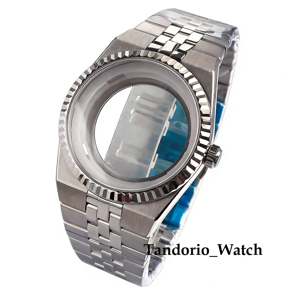 Tandorio New 41mm Sapphire Glass 10ATM Waterproof Watch Case For NH35 ETA 2824 PT5000 ST2130 With 34mm NH35 Dial Seel Case Set
