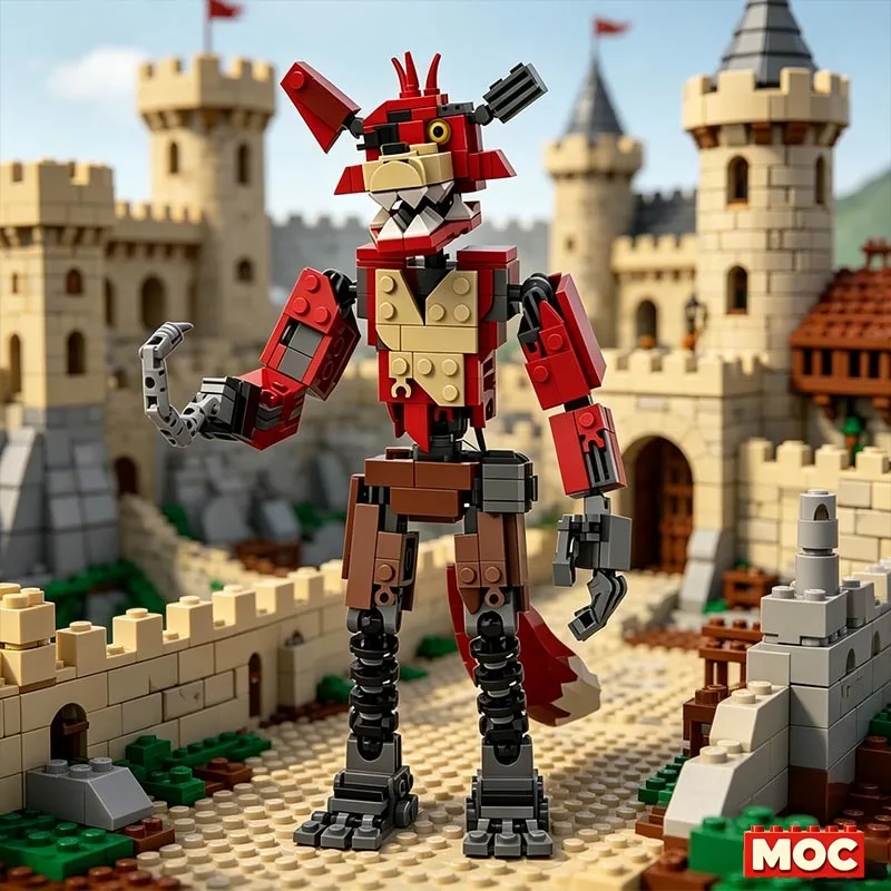 366PCS Withered Foxy Animatronic Figure MOC Model Custom Blocks DIY Assembly Children Educational Toy For Fans Collection Gift