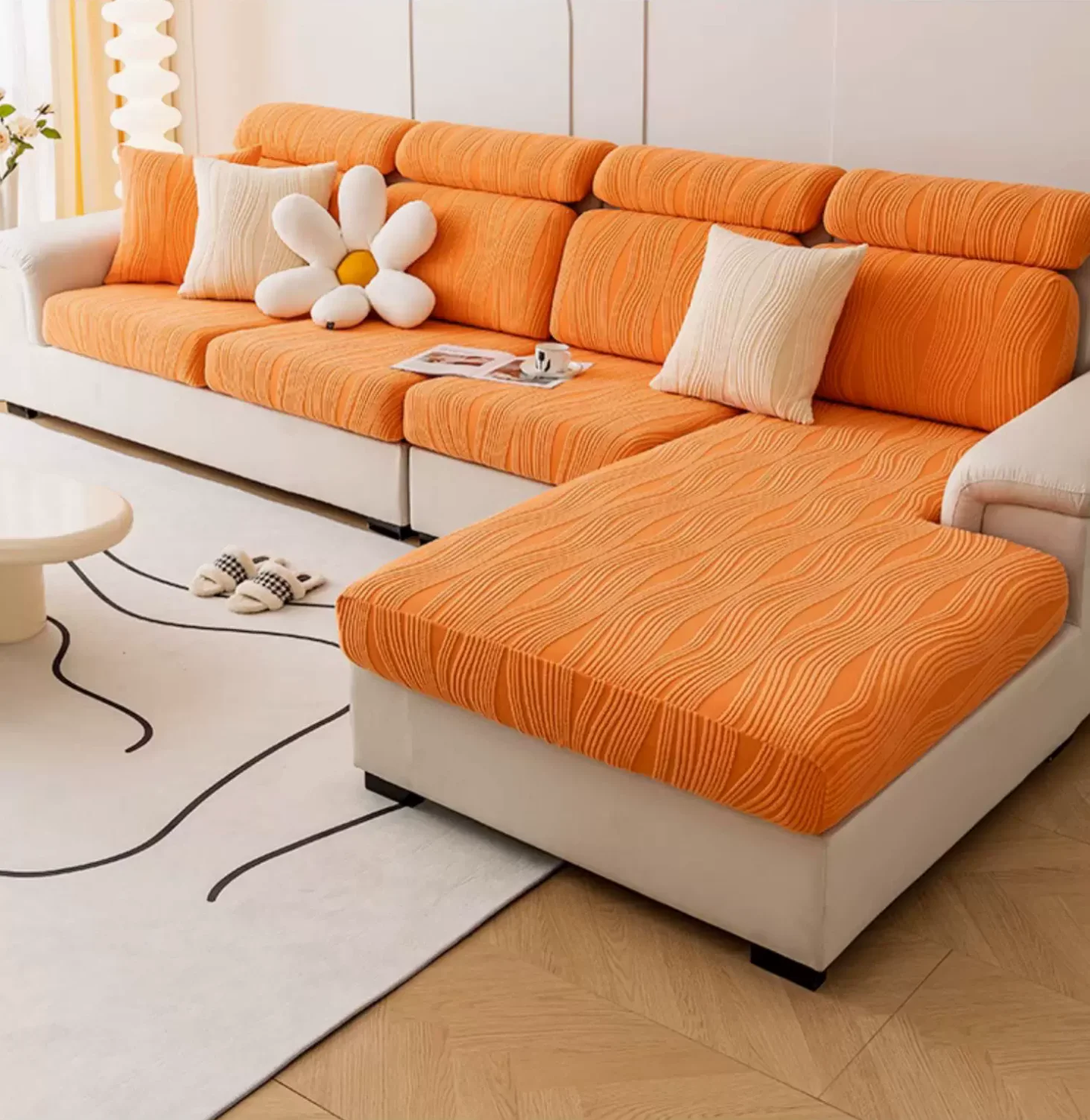 1Piece Jacquard High Stretch Sofa Cover Cushion Cover, For Living Room Four Seasons Pet Friendly Sofa Furniture Protector