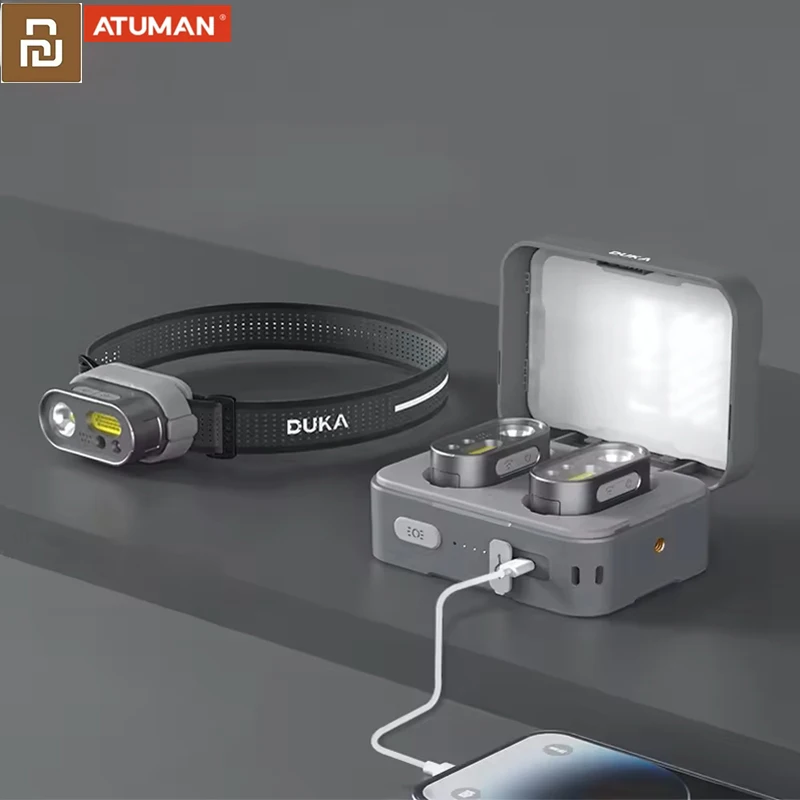 Youpin DUKA ATuMan MH1 كشافات أمامية ذكية متعددة الوظائف زر الإيماءات التحكم المزدوج رئيس مصباح يدوي في الهواء الطلق رئيس فانوس Waterp