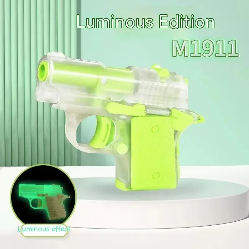 3D Gravity Model Gun Mini Glock Toy Gun Luminous Transparent Shell Trendy Stress Relief Toys Birthday Halloween Christmas Gift