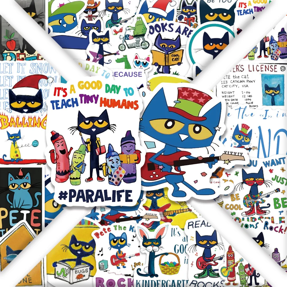 54 個漫画ピート猫落書きステッカースーツケース文具ラップトップコンピュータギター携帯電話 DIY 装飾デカール子供のおもちゃ
