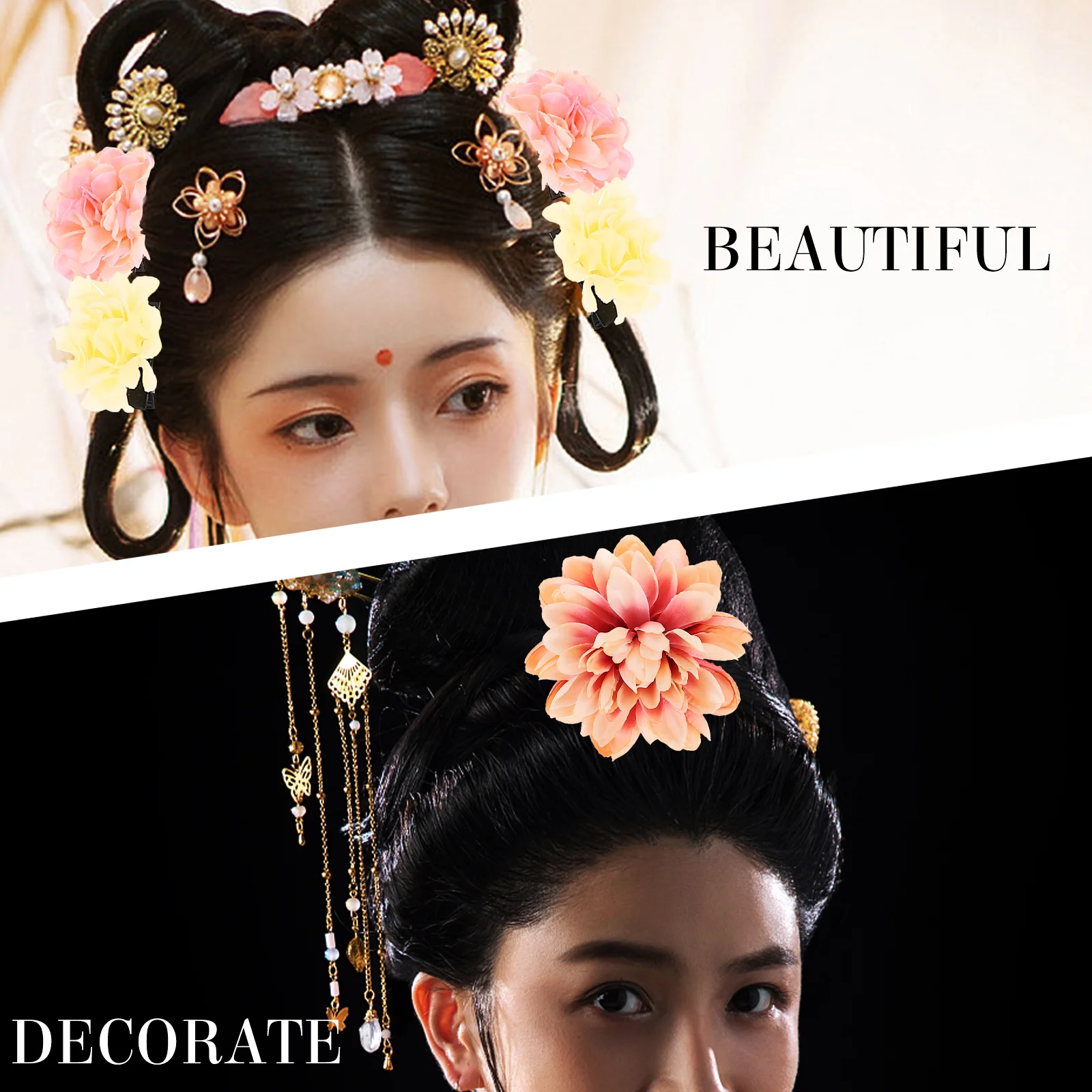 

20pcs Women Clips Vintage Flower Fabric Hairpin Teen Girls Accessories For Wedding Banquet Graduation Fashion Durable