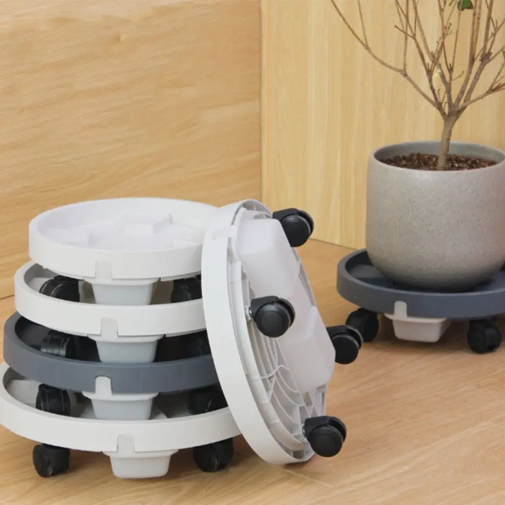 

Round Flower Pot Mobile Tray Heavy Duty Non-Slip Movable Plant Stand Stable with Drainage Tray Universal Wheel Mobile Base