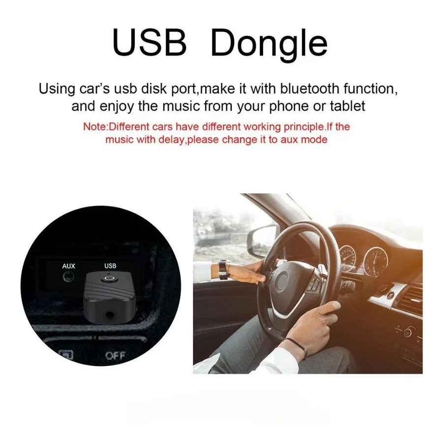 Ricevitore trasmettitore USB Bluetooth 5.0 3-IN-1 Adattatore Bluetooth USB AUX da 3,5 mm Trasmettitore dongle per PC per auto TV Sistema audio domestico