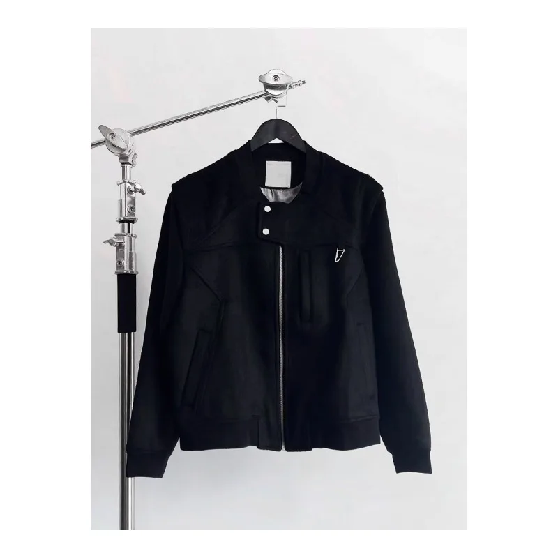 

High Street Undermycar Loose-Fit Wool Blend Patchwork Jacket Men Women Simple Style Casual Coats Jackets