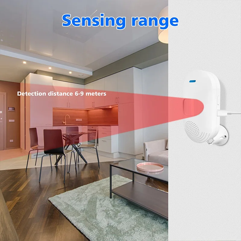 WiFi Function USB & Battery Powered Infrared Motion Detector APP Tuya Warn Burglar Alarm Indoor Safety Arming PIR Sound Sensor