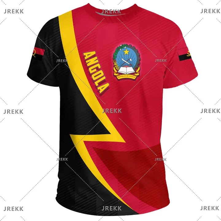 أنغولا العلم خريطة ثلاثية الأبعاد طباعة تي شيرت للرجال الملابس الوطنية شعار الرياضة Dashiki مهرجان هدية المرأة التي شيرت الاطفال الشارع الشهير #1