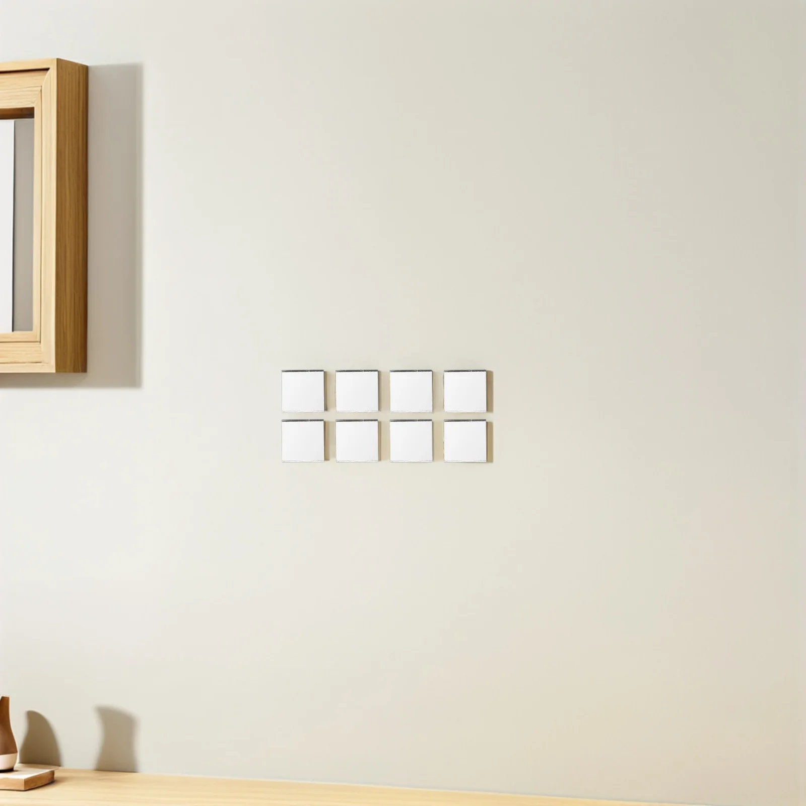 

100Pcs Mirror Tiles Self Adhesive Square Glossy Decorative Mirror Pieces for Wall Bedroom Living Room DIY Craft Projects