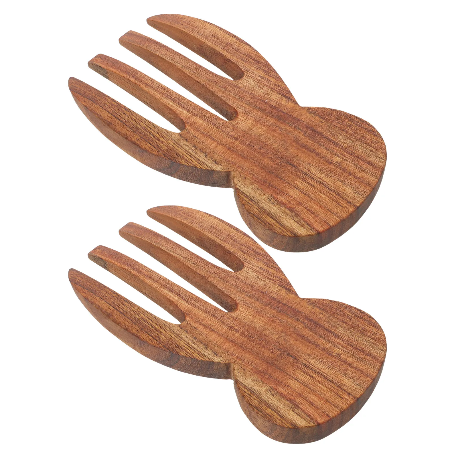 

2Pcs Wood Salad Hands Natural Grain Salad Tossers Serving Forks Comfortable Grip Kitchen Utensils for Cooking Pasta Servers