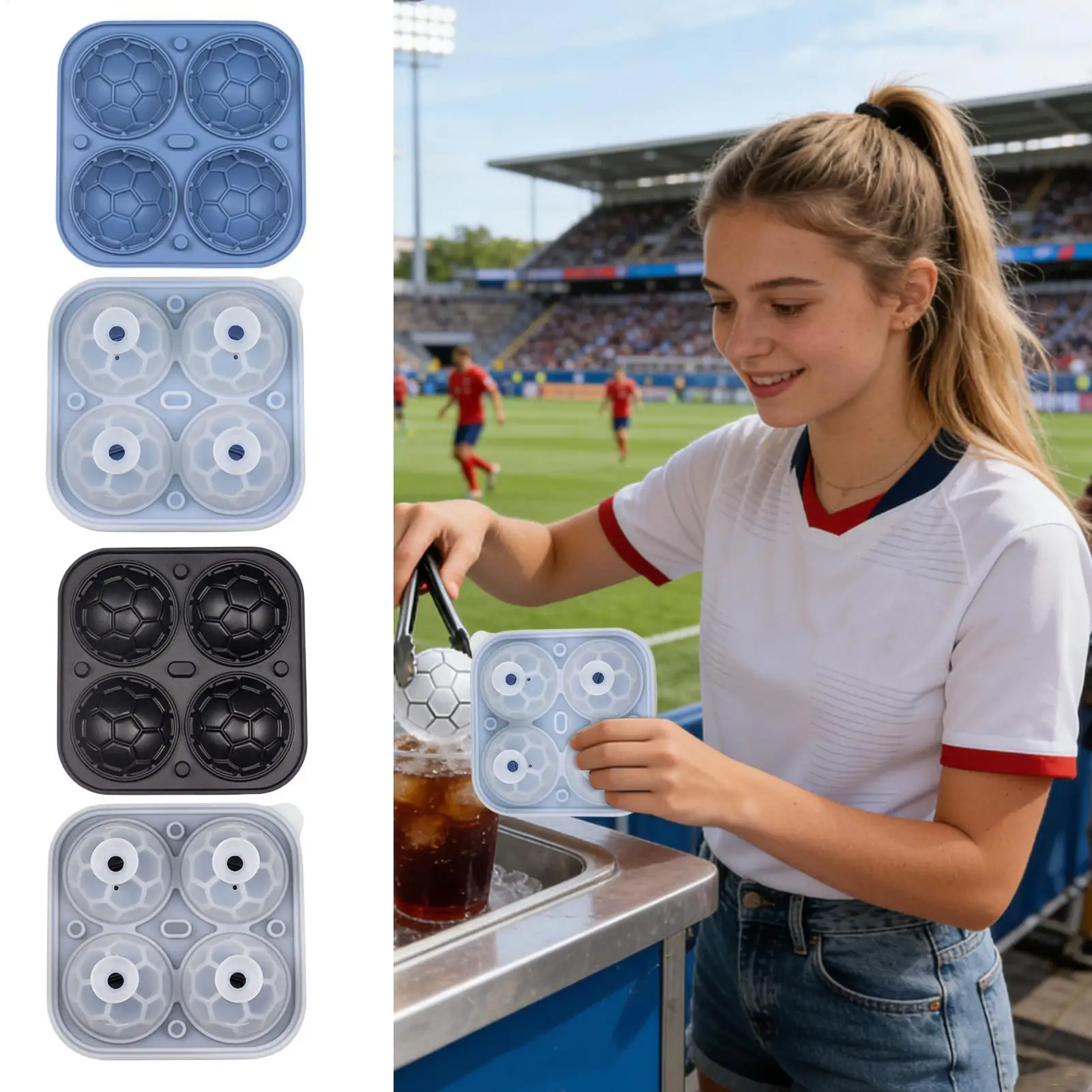 Sphere Ice Mold Soccer Shape Cold Block Template Ball Ice Mold For Cocktails Party Drinks Coffee Juice Beverage Refrigerator