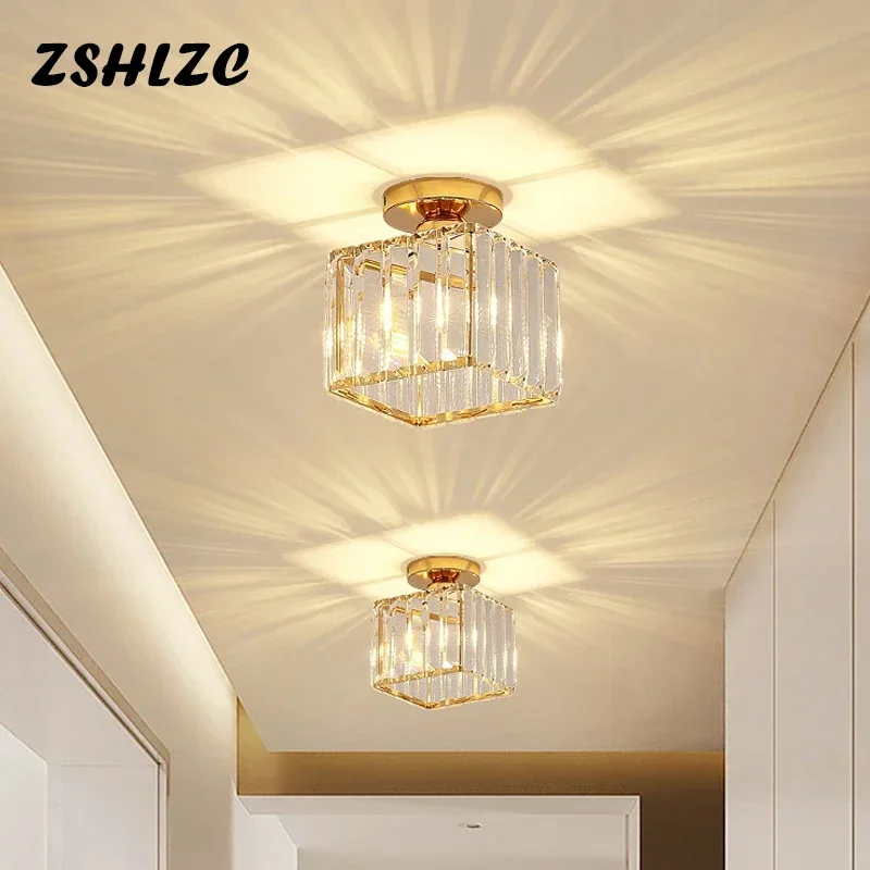 

Crystal Led Ceiling Lights Hallway Aisle Corridor Light Modern Square&Round Chandelier Ceiling Lamp Living Dining Room Bedroom