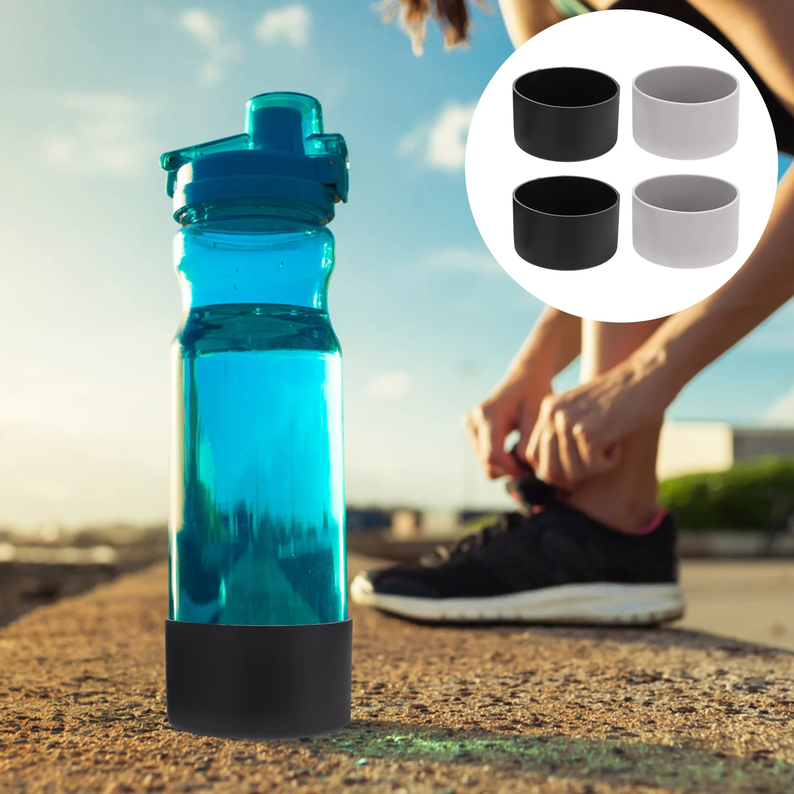 

4pcs Silicone Bottle Bottom Covers Anti-Skid Heat-Insulated Sleeve For Water Bottles Cup Protector Household Kitchen Bar