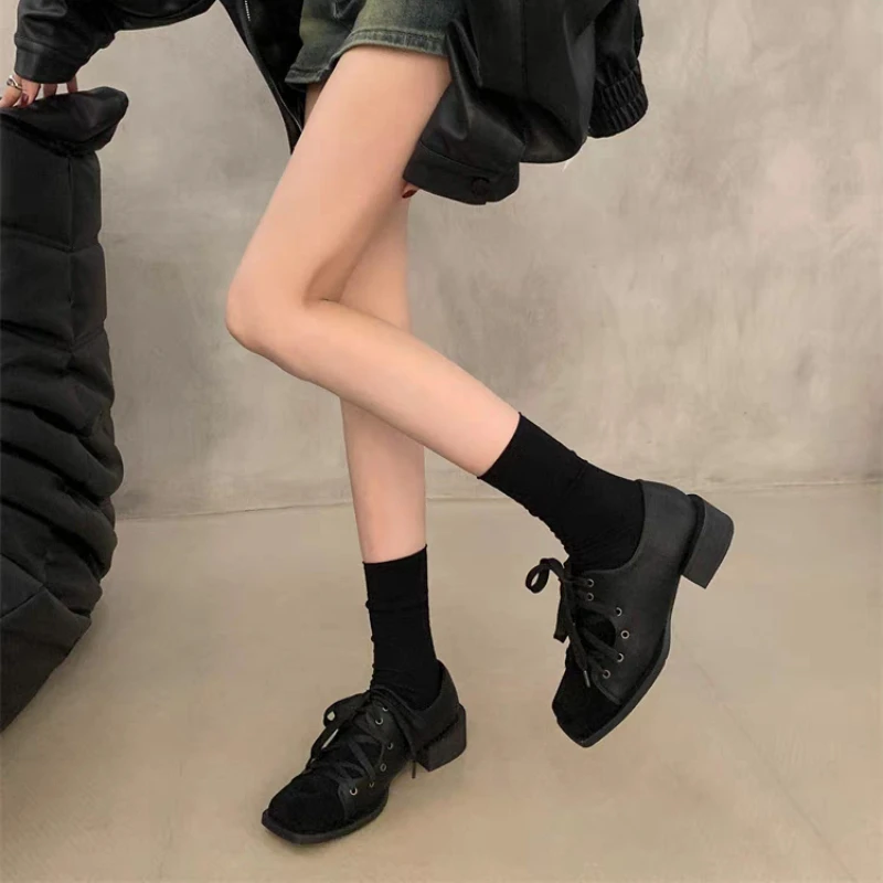 

Женские туфли на низком каблуке, весенне-осенние элегантные повседневные туфли на массивном каблуке с квадратным носком, 2021, дизайнерские повседневные офисные туфли, Zapatos Mujer