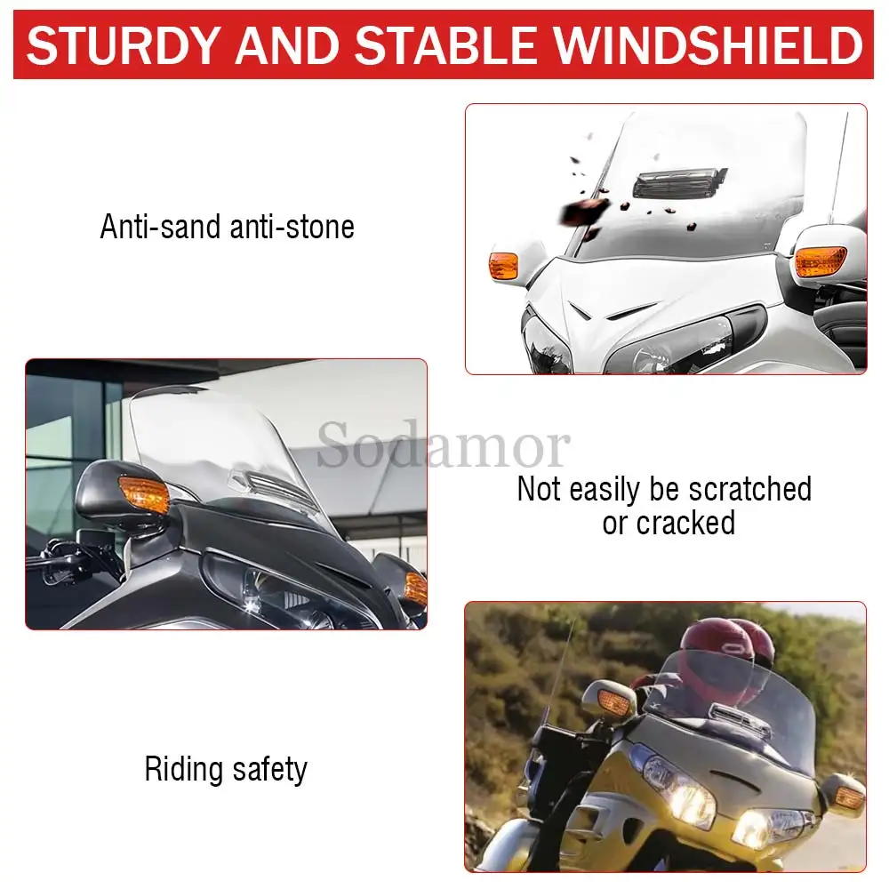 Motorcycle Accessory Clear Windshield Fairing Wind Deflector Windscreen Fit For Honda Goldwing GL1800 Gold Wing GL 1800 2001-17