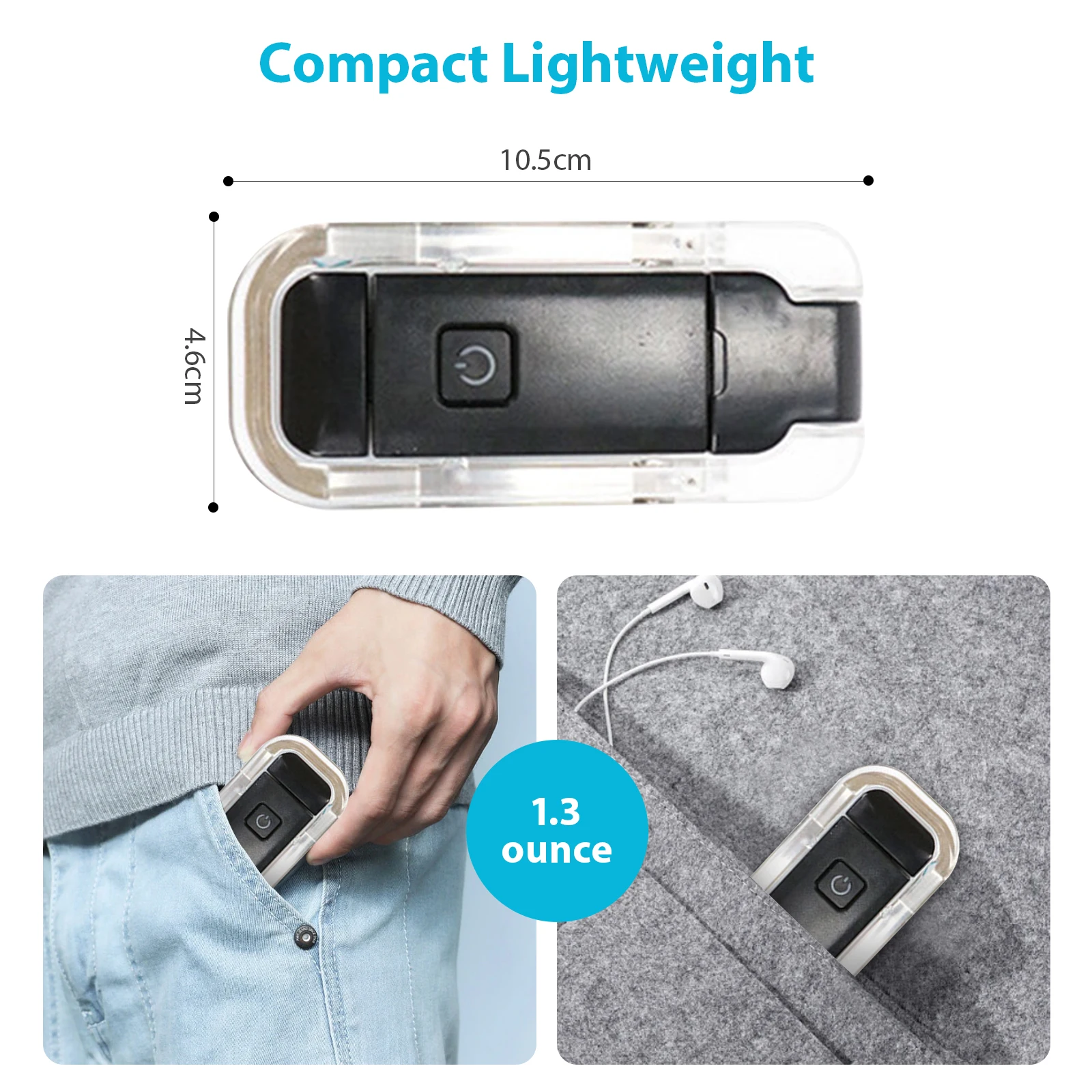 Luz LED recargable por USB para lectura de libros, marcador de libros portátil con brillo ajustable, protección ocular, Clip