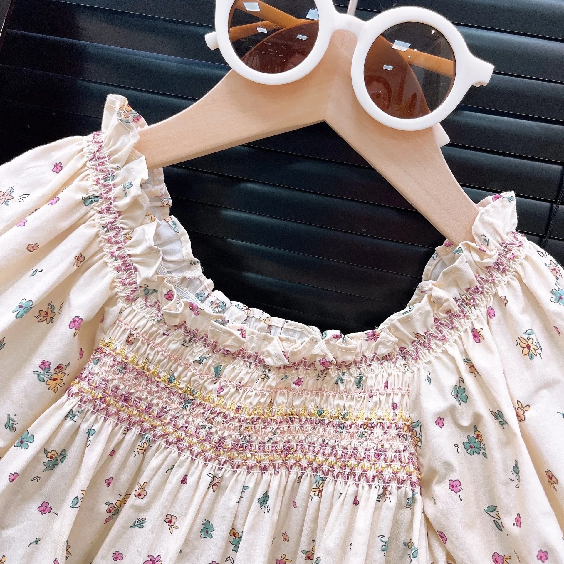 مجموعات ملابس الأطفال زهرة مطبوعة الأكمام بلوزات + زهرة مطرزة تنورة 2 قطعة مجموعات طفلة الزي مجموعة ملابس طفلة