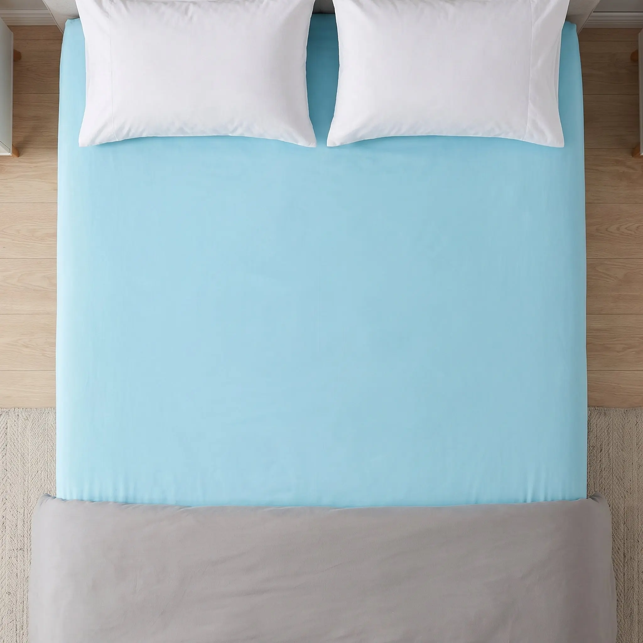 Blue Solid Color Flat Bed Sheet 180x250cm Soft Breathable Polyester Microfiber All Season Linens for Hospital Home Hotel