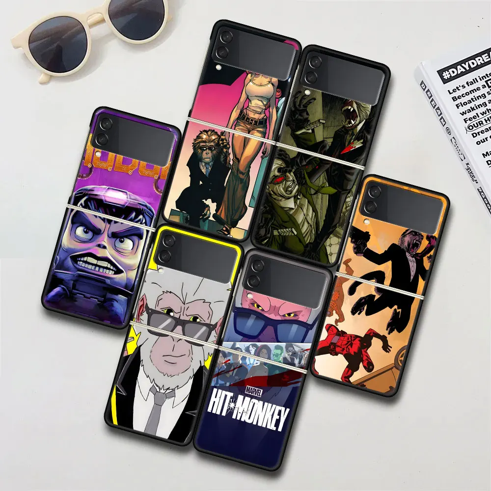 Super Hero Hit Monkey Case for Samsung Galaxy Z Flip4 Flip3 Hard PC Phone Cover Flip 4 3 5G Black Funda Capa Zflip4 Zflip3 Shell