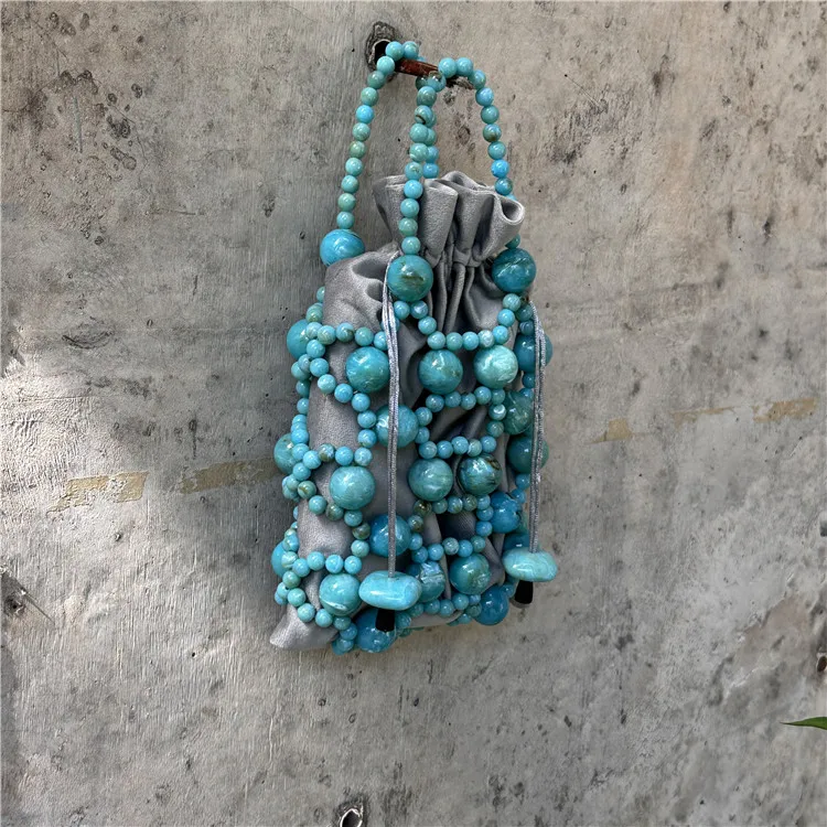 Boutique acrylic Turquoise Stone Handmade Evening Bags and Clutches for Women Formal Party Bags Party Rhinestone Handbags