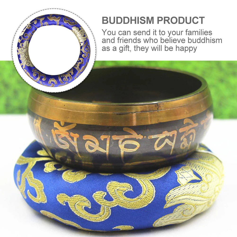 

Music Meditation Bowl Washer Handmade Singing Tibetan Accessories Percussion Kit Pad Silk Rings Cushion Small