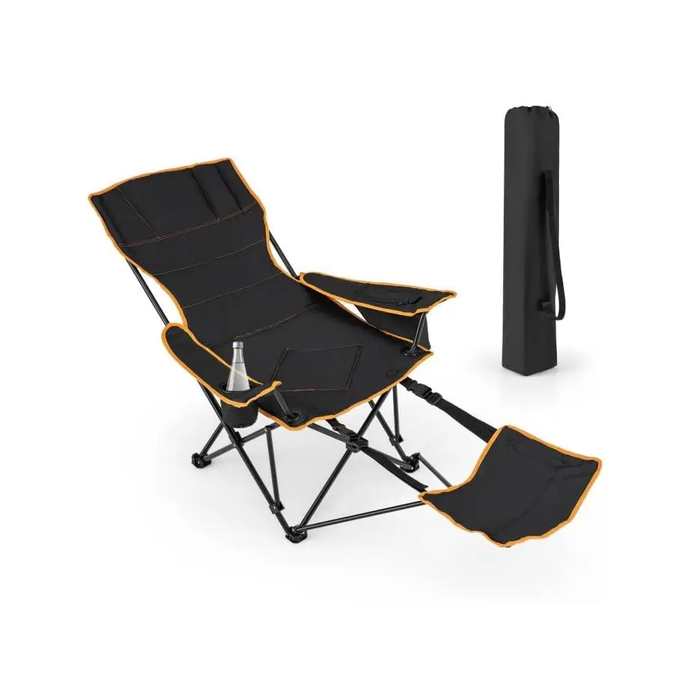 

Hammo Camping Chair, Folding Chairs For Outside, Foldable Chair With Footrest, Adjustable Backrest, Padded Cushion, Carry Bag,