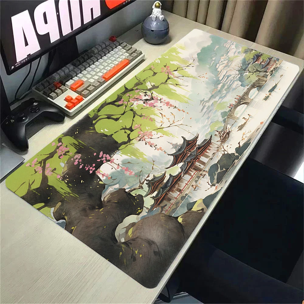 HD Printing Computer Accessories Non-slip Mousepad Gamer Carpet Anime Spring Landscape Green Keyboard Mat mulit-size landscape