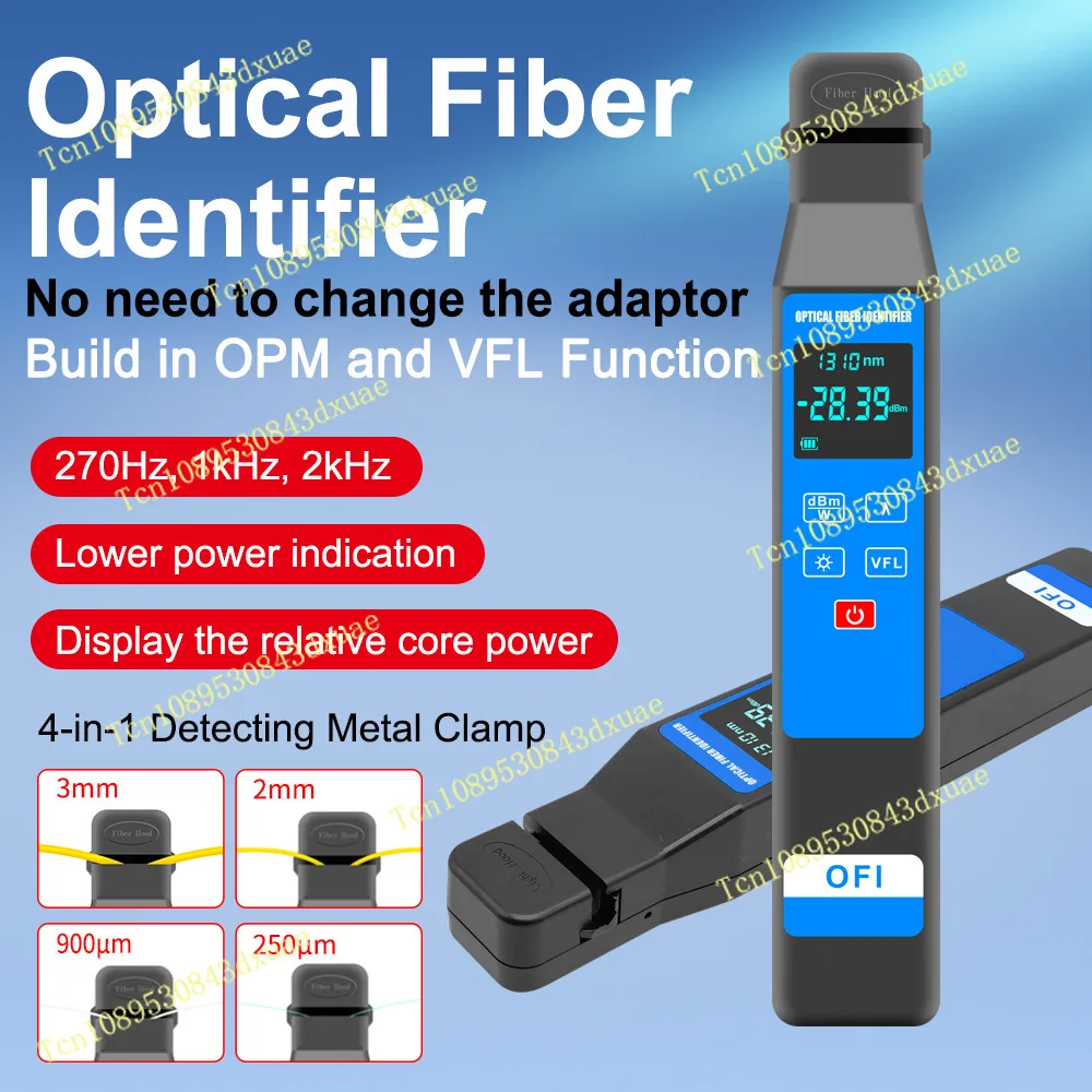 Active Optical Fiber Identifier Live Fiber Cable Tester Traffic Detector with Power Meter Visual Fault Locator 10mw VFL