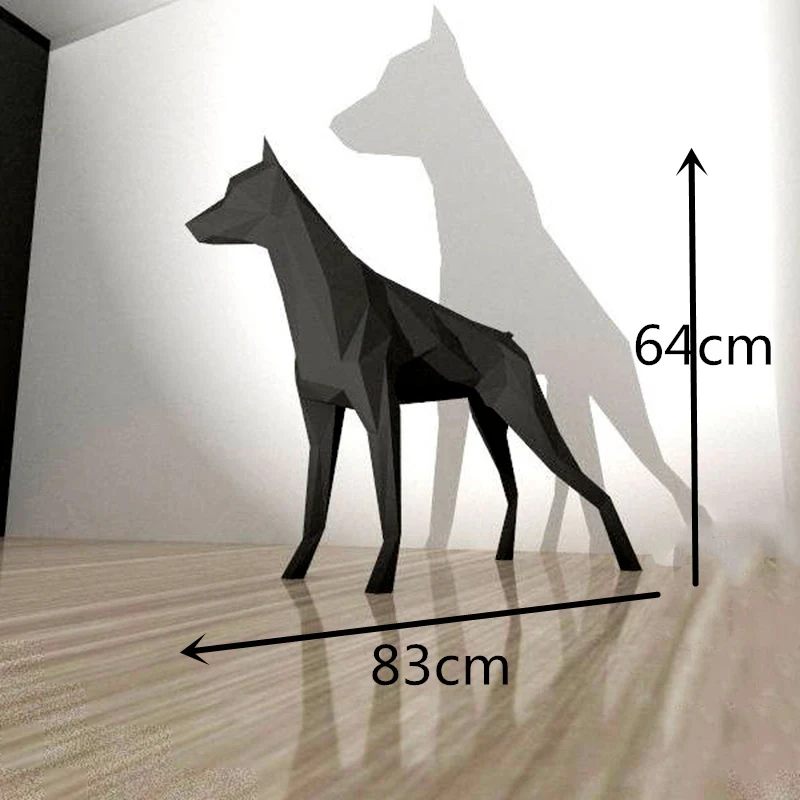 Doberman Dog Animal Paper Model 3D Art Creative Sculpture Home Decor Room Decoration DIY Papercraft Hand Made Puzzle Toys Gifts