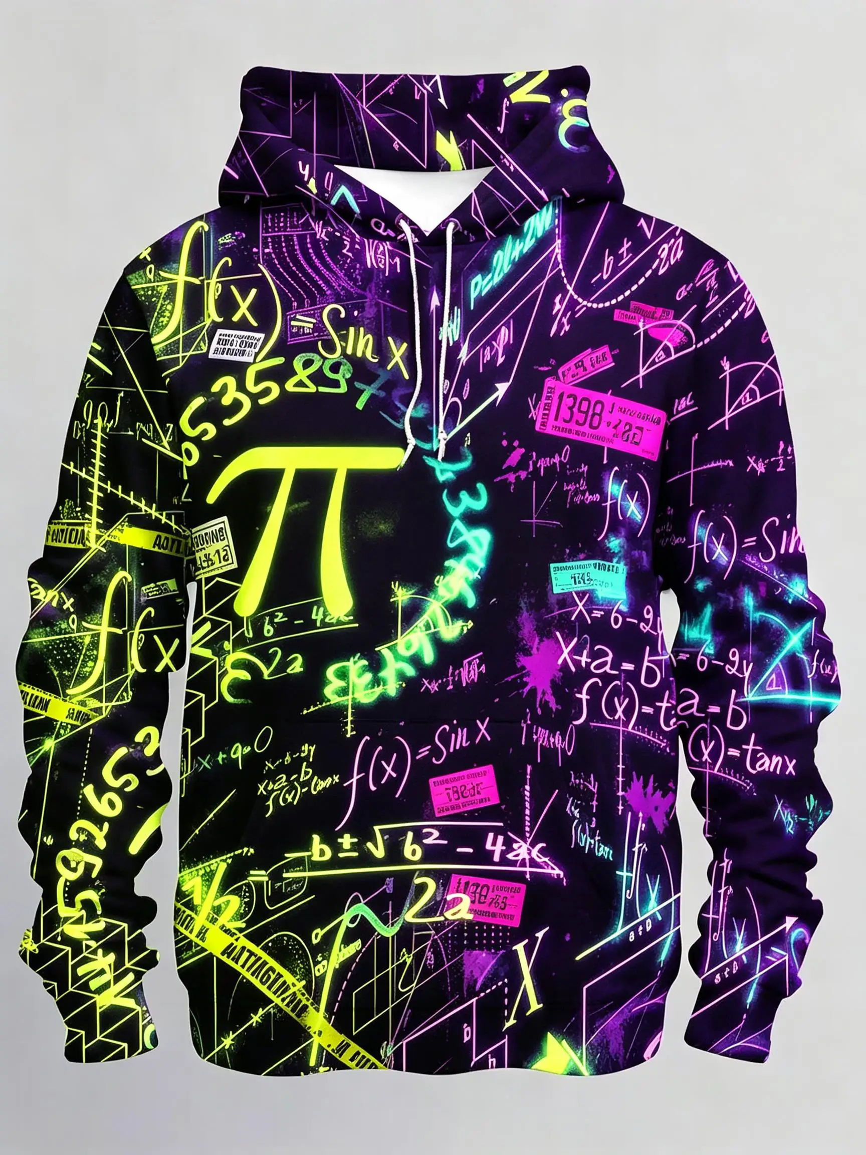 Men's Hoodie Thin Autumn Winter Trend Math Formula Pi Chalkboard Art Print Long Sleeve Male Casual Sweatshirt Tops Clothes