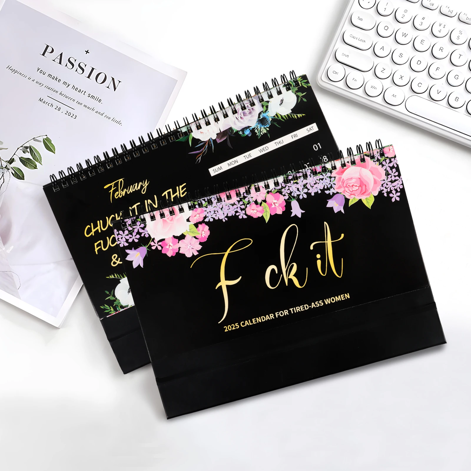 2025 Creative Flower Design Desk Calendar Working Diary Planner for Office Supplies Home School Decoration Planning Calendar