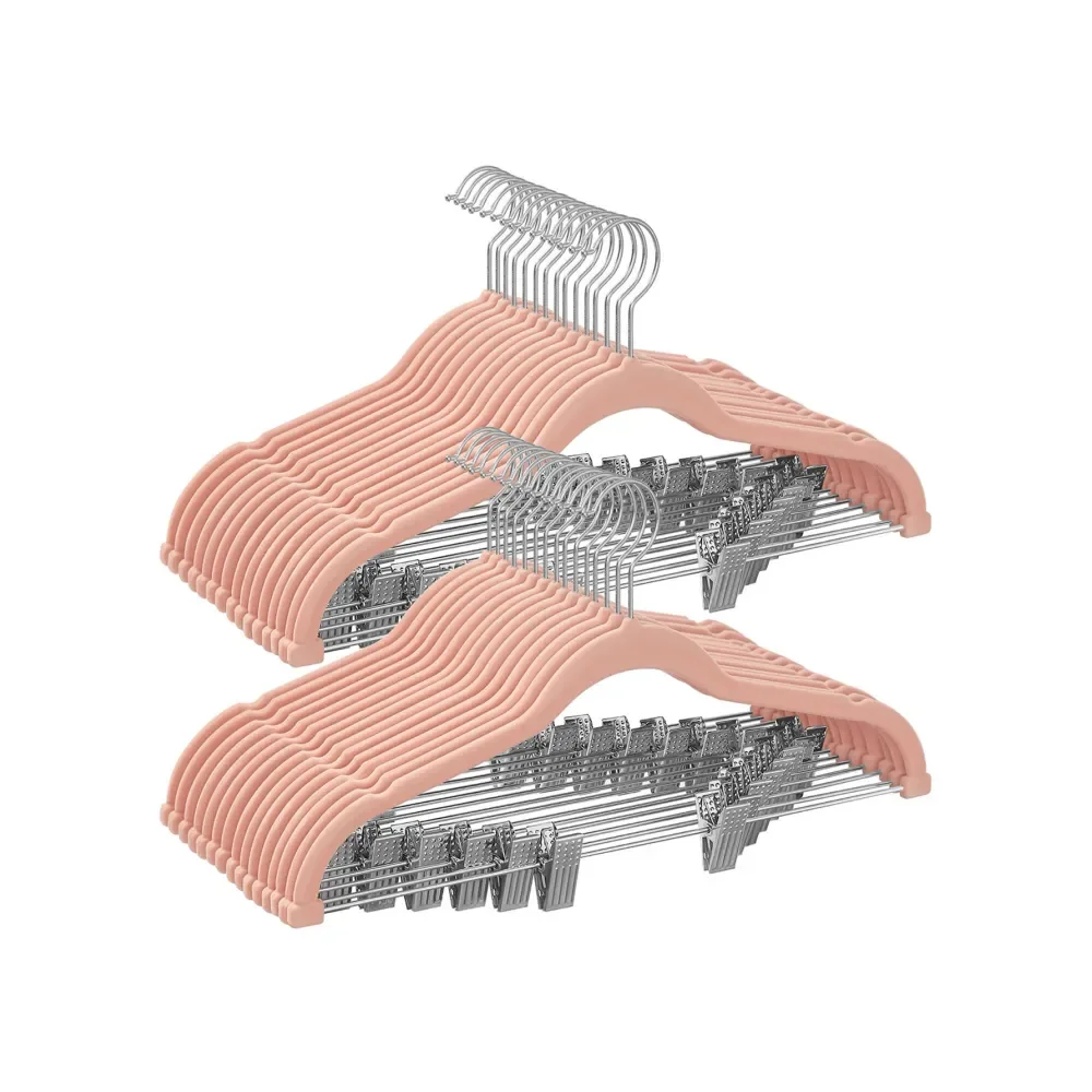 

Набор из 30 вешалок для брюк, 16,7 дюймов, длинные, бархатные, с регулируемыми зажимами, усиленные, нескользящие, экономящие место, для брюк и другой одежды.