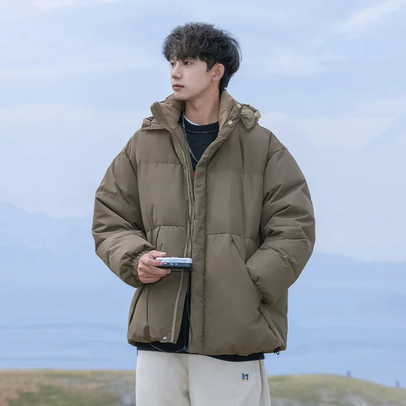 

Winter Short Cotton Padded Coat Women Men Warm Thick Detachable Hooded Down Jackets Couples Outerwear Puffer Jacket AU-254