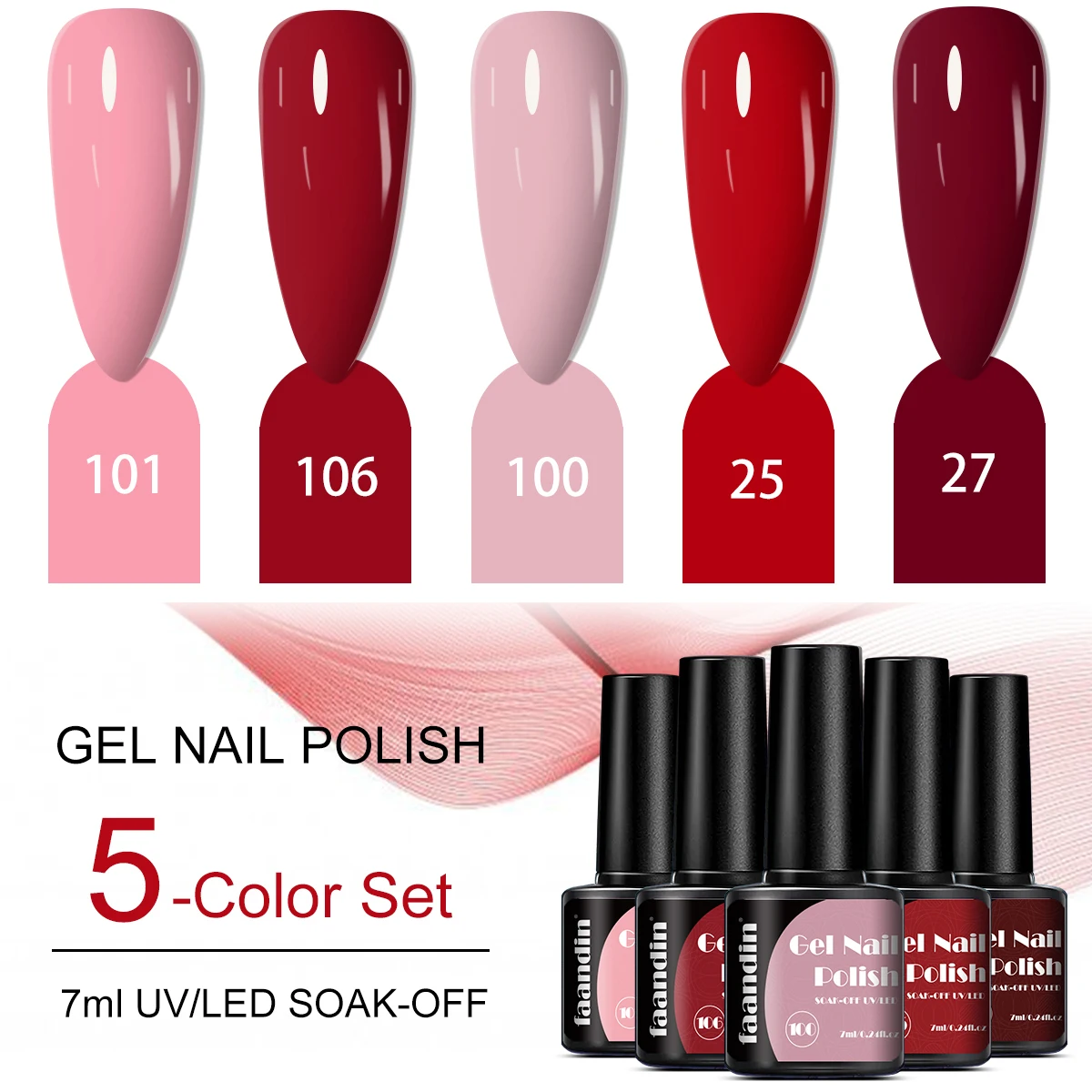 5 قطع/مجموعة مجموعة زجاجات Faandin 7 مل * 5 زجاجات، لؤلؤي بلون موحد، مجموعة طلاء أظافر جل، لون غني، سلسلة أرجوانية مختارة، سلسلة وردية، طلاء أظافر مبهر، طلاء أظافر عالي الجودة، طلاء أظافر يدوم طويلاً، هدية، سهل الإزالة، طلاء أظافر، سهل الإزالة، سهل الإزالة، طلاء الأظافر #3