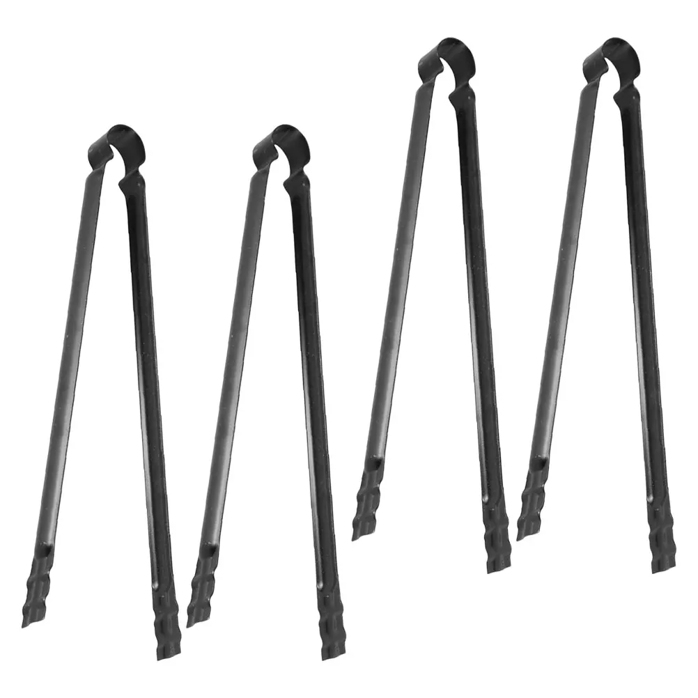 

4 Pcs BBQ Tongs Black Iron Charcoal Clips Camping Accessories Fireplace Tools Grilling Picker Outdoor Picnic Camping Kitchen