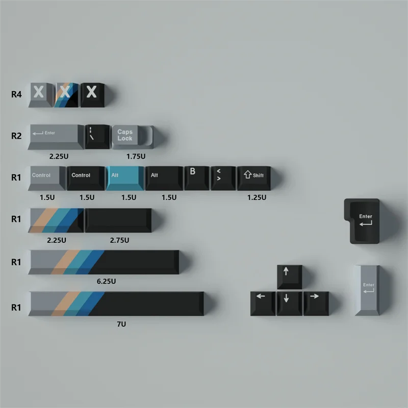 게이머 맞춤형 그라데이션 PBT 키캡, 체리 GMK 기계식 키보드, 염료 서브 키 캡, 129 키, 2.25U, 2.75U, 7U 스페이스바, 앨리스 80 프로