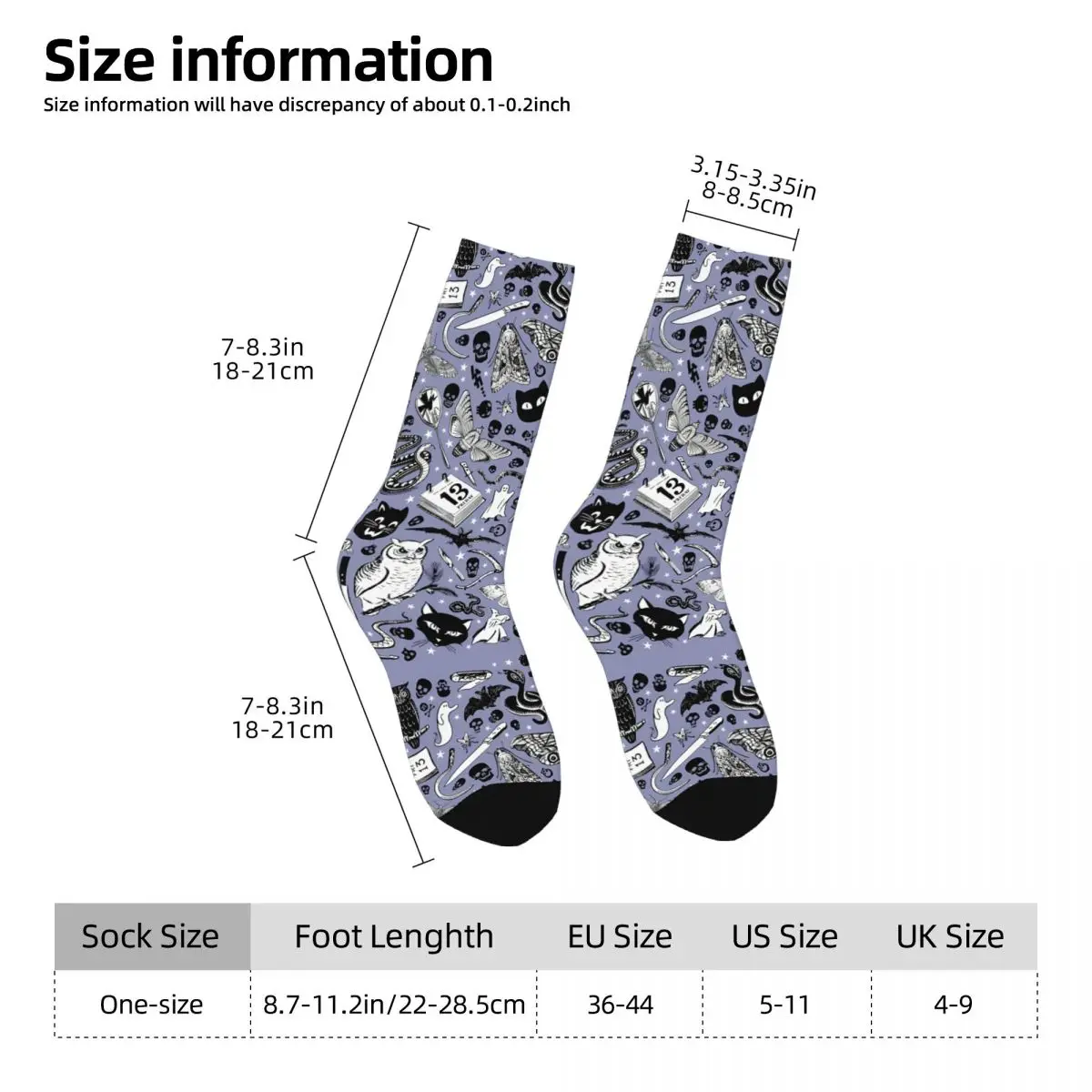 Retro Cat Ghost Owls Men's Socks Witch Hip Hop Pattern Printed Happy Crew Sock