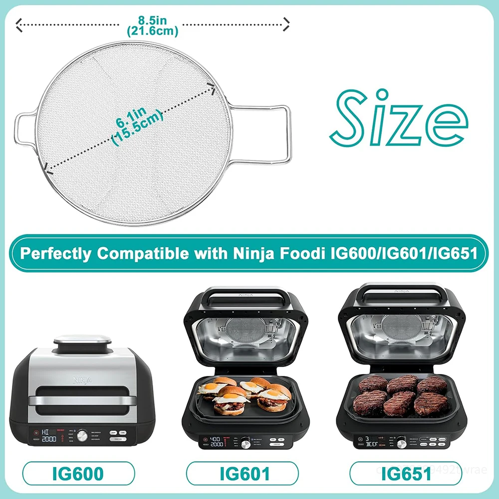 Stainless Steel Splatter Shield for Ninja Foodi IG651 Air Fryer Accessories for Ninja Foodi Smart XL Pro 7-in-1 Indoor Grill