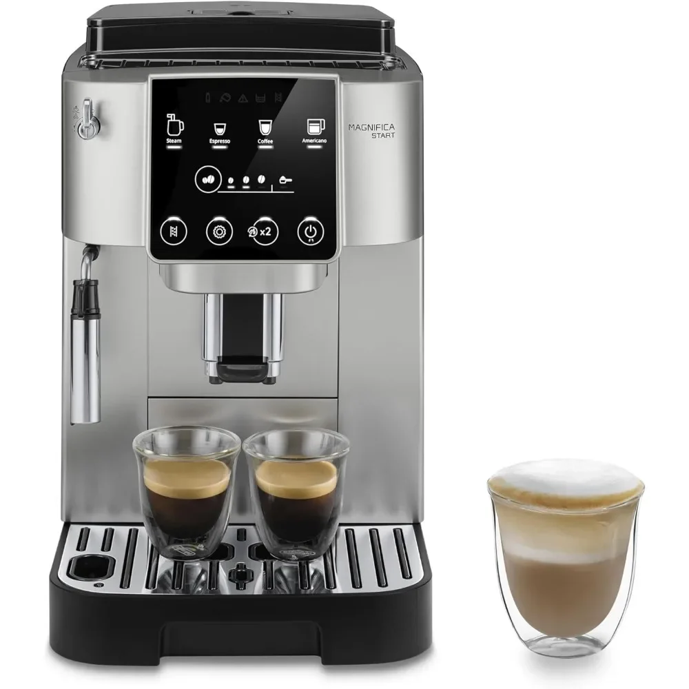 

HAOYUNMA Start Automatic Espresso & Coffee Machine with Manual Milk Frother for Latte, Cappuccino, Built-in Grinder, Silver