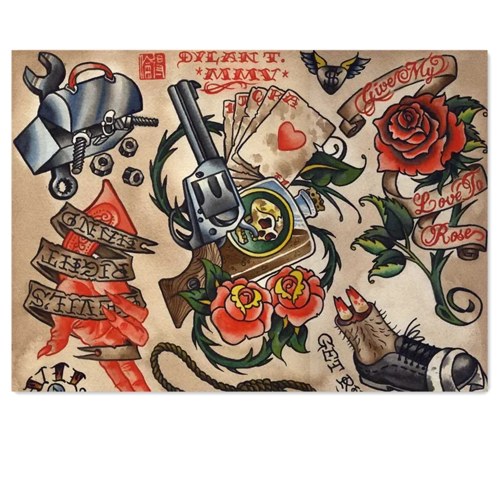 Creativity Tattoo Design Picture Art Posters & Prints Vintage Kraft Paper Poster Painting Wall Sticker Home Decor Wall Painting