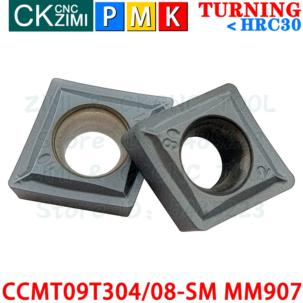 CCMT09T304-SM MM907 CCMT09T308-SM MM907 Pastilhas de metal duro Ferramentas de pastilhas de torneamento internas externas Ferramentas de corte de torno de metal CNC CCMT09T3 CCMT 09T3 Ferramentas de carpintaria