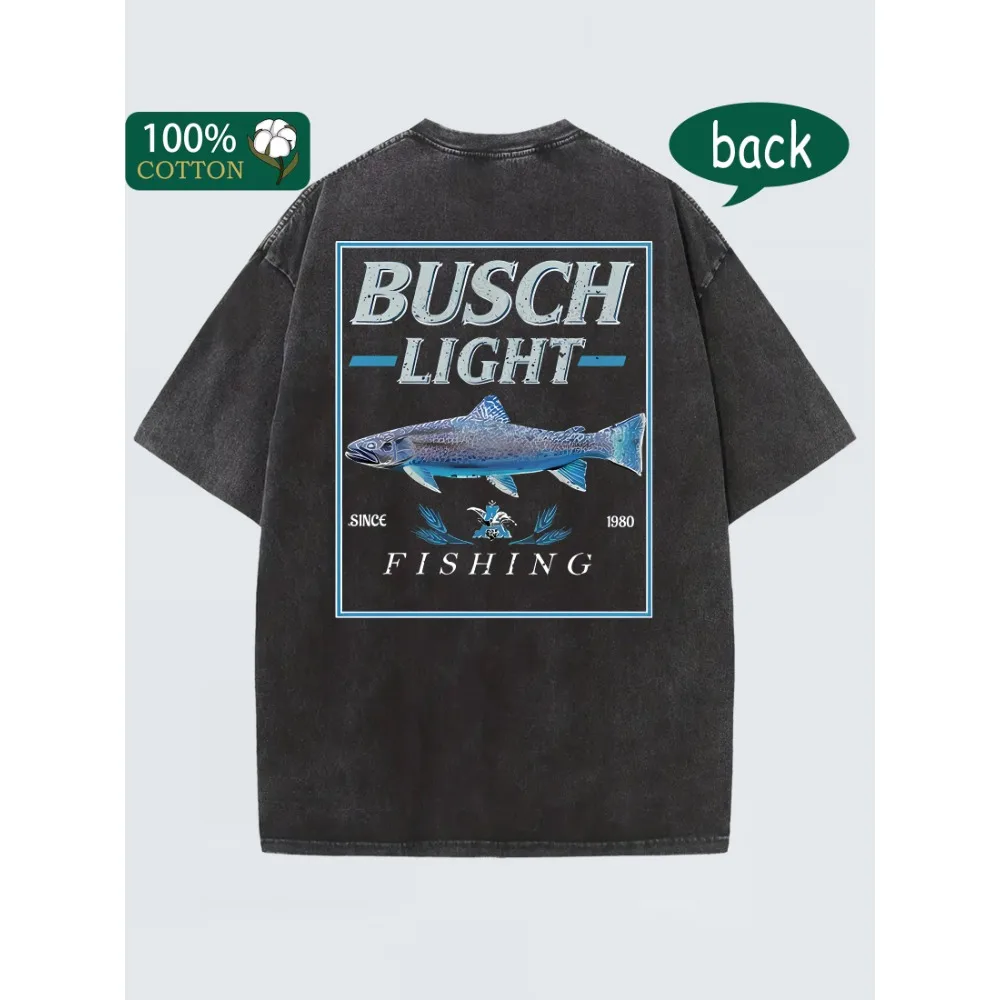 BUSCH LIGHT T Shirt Men Printed Washed T-Shirt Mens Clothes Ropa Hombre Y2k Tiki Jujutsu Kaisen